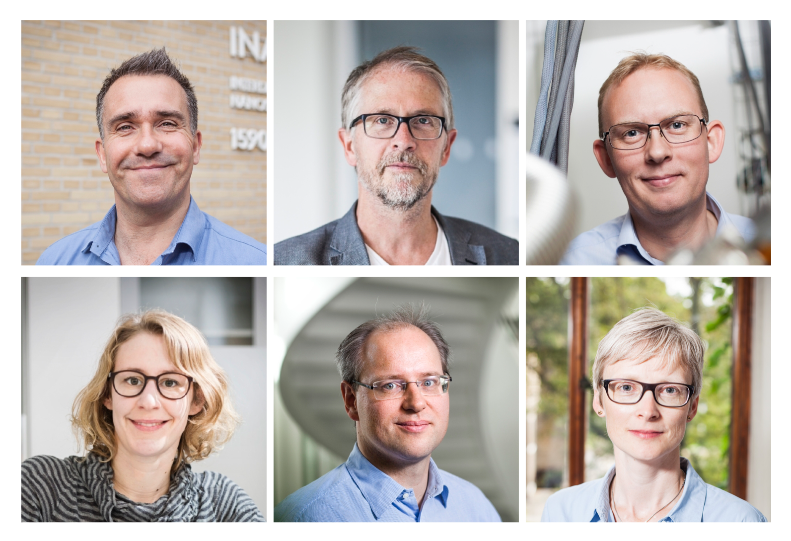 Grant recipients: Ken Howard (Photo: Maria Randima, AU Foto), Jørgen Kjems (Photo: Jesper Rais, AU Foto), Jeppe Vang Lauritsen (Photo: Lars Kruse, AU Foto), Nina Lock (Photo: Maria Randima, AU Foto), Henrik Birkedal (Photo: Lise Balsby, AU Foto), Marianne